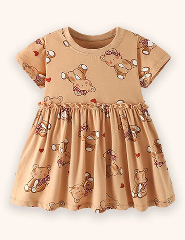 Rochie tipărită cu urs drăguț
